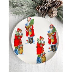 Set of 4 Vintage Santa Claus 10" Lunch /Dessert Plates Christmas Holiday Table